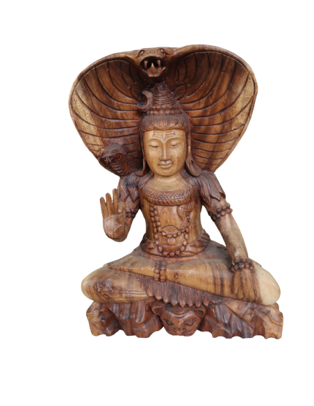 Statua di Shiva in Legno Massello 30x18x42 cm – Scultura Spirituale Artigianale Realizzata a Mano in Indonesia