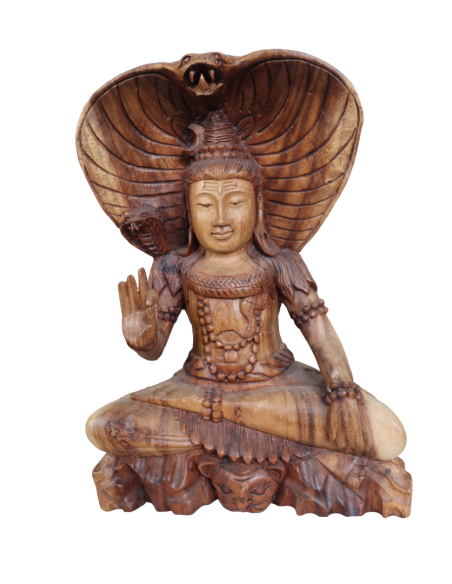 Statua di Shiva in Legno Massello 30x18x42 cm – Scultura Spirituale Artigianale Realizzata a Mano in Indonesia
