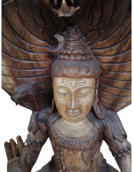 Statua di Shiva in Legno Massello 30x18x42 cm – Scultura Spirituale Artigianale Realizzata a Mano in Indonesia