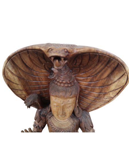 Statua di Shiva in Legno Massello 30x18x42 cm – Scultura Spirituale Artigianale Realizzata a Mano in Indonesia