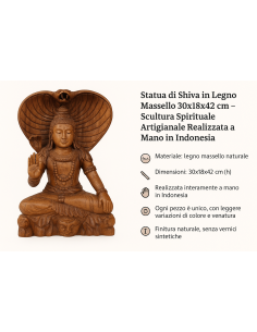 Statua di Shiva in Legno Massello 30x18x42 cm – Scultura... 2