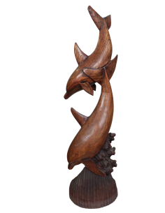 Scultura Delfini in Legno di Teak 24x10x80 cm – Statua... 2