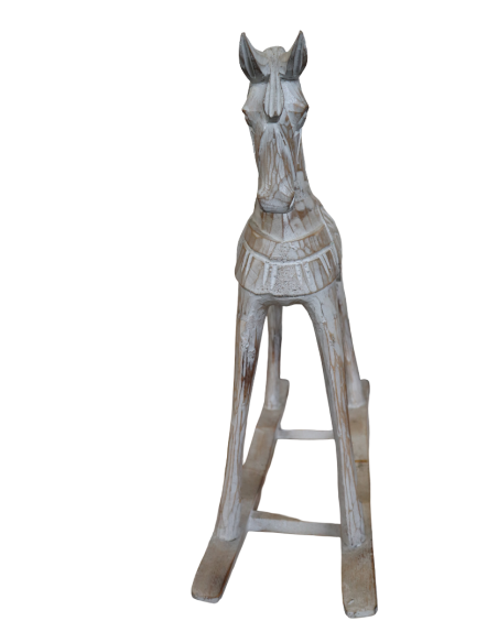 Cavallino a Dondolo in Legno di Albesia 48x16x50 cm – Scultura Artigianale Indonesiana per Cameretta