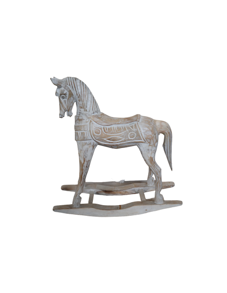 Cavallino a Dondolo in Legno di Albesia 48x16x50 cm – Scultura Artigianale Indonesiana per Cameretta