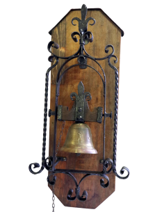 Campana d’ingresso in ottone con cornice in ferro su base... 2