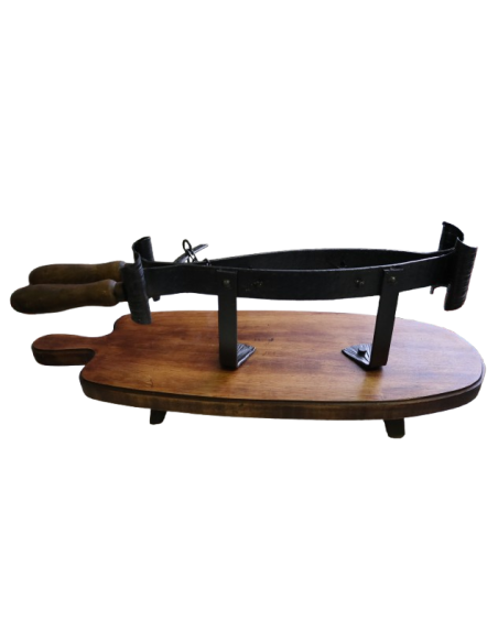 Tagliaprosciutto in Ferro Battuto con Base in Legno 69 cm – Arredo rustico vintage