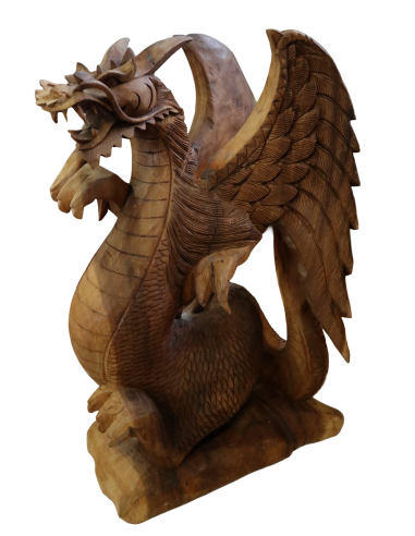 Scultura Drago in Legno 31x20x53 cm – Intaglio...
