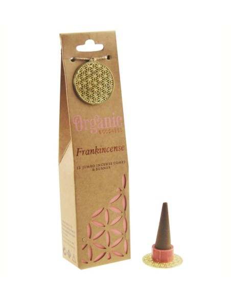 INCENSO IN CONI ORGANIC FRANKINCENSE FRANGIPANE CON BRUCIA CONO BOX 12 PACC. DA 12 CONI
