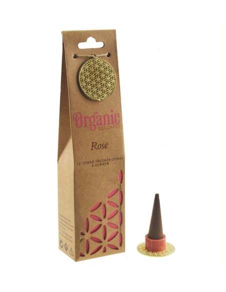INCENSO IN CONI ORGANIC GOODNESS ROSE CON BRUCIATORE-12 PACCHETTI DA 12 CONI