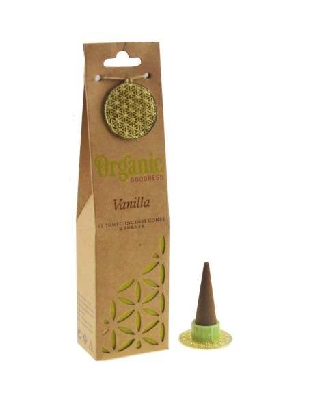 INCENSO IN CONI ORGANIC GOODNESS VANILLA VANIGLIA CON BRUCIATORE BOX 12 PAC. DA 12 CONI