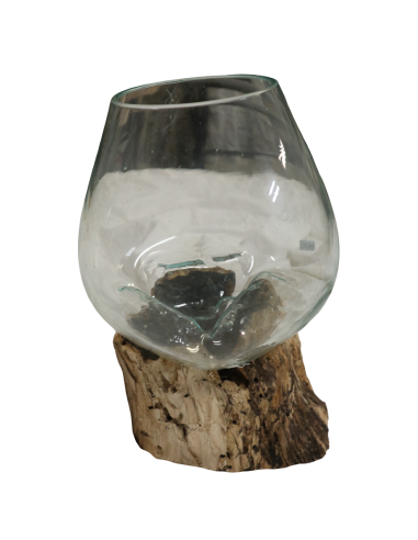 Vaso decorativo in vetro soffiato su radice...