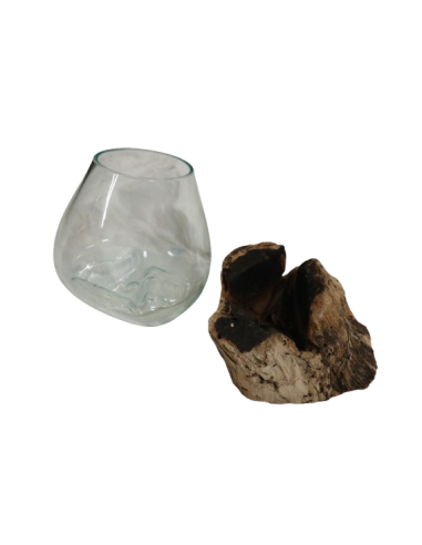 Vaso decorativo in vetro soffiato su radice...