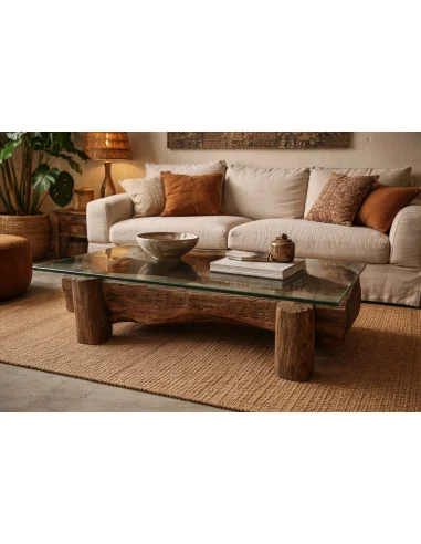 Tavolo da Fumo Unico in Teak Indonesiano Antico...