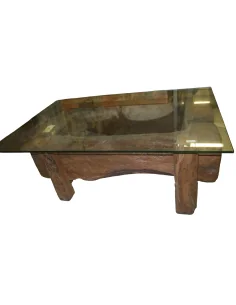 Tavolo da Fumo Unico in Teak Indonesiano Antico con Piano... 2