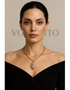 Collana AUREA – Pendente Grezzo in Quarzo Rosa e...
