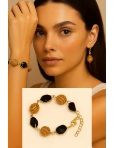 Bracciale Aurea Tormalina e Capim Dourado - Handmade...