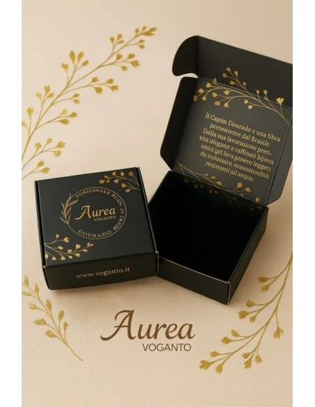 Aurea Tondi – Orecchini in Oro Vegetale (Capim Dourado) e Tormalina Nera Voganto