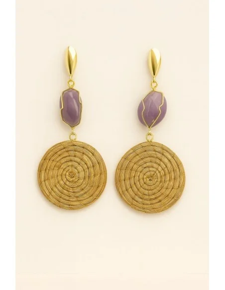 Aurea Tondi – Orecchini in Oro Vegetale (Capim Dourado) e Ametista Voganto