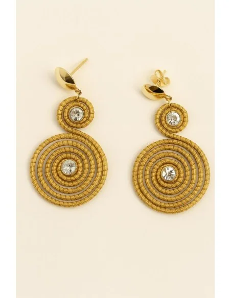 Aurea Tondi – Orecchini in Oro Vegetale (Capim Dourado) con Doppio Zircone Voganto