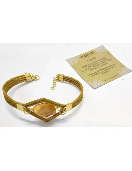 Aurea – Bracciale in Oro Vegetale (Capim Dourado) con Citrino Giallo Centrale Voganto