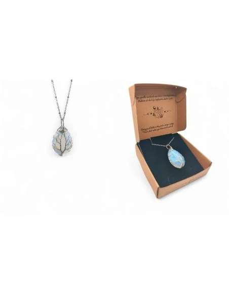 Ciondolo a Goccia Albero della Vita in Argento con Opalite – Gioiello Artigianale Spirituale con Scatola
