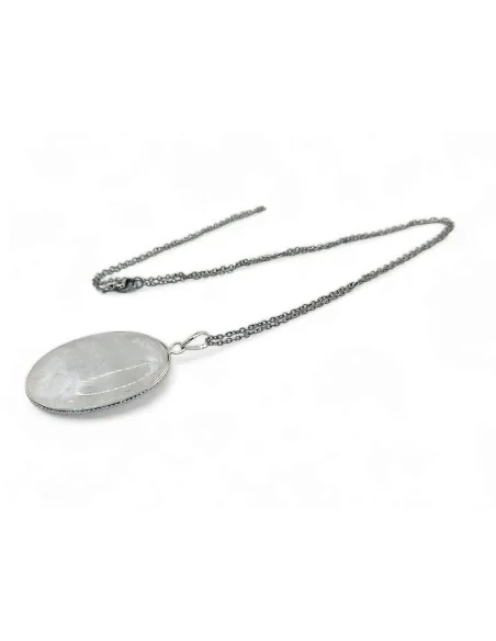 Ciondolo Ovale a Goccia in Cristallo di Rocca con Filo d’Argento – Gioiello Artigianale Elegante e Luminoso