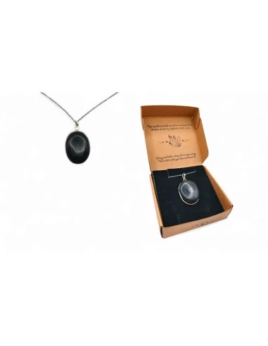 Ciondolo Ovale a Goccia in Tormalina Nera con...