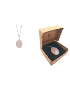 Ciondolo Goccia Ovale in Quarzo Rosa con Filo d’Argento –... 2