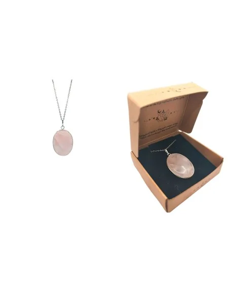 Ciondolo Goccia Ovale in Quarzo Rosa con Filo d’Argento – Gioiello Artigianale Unico