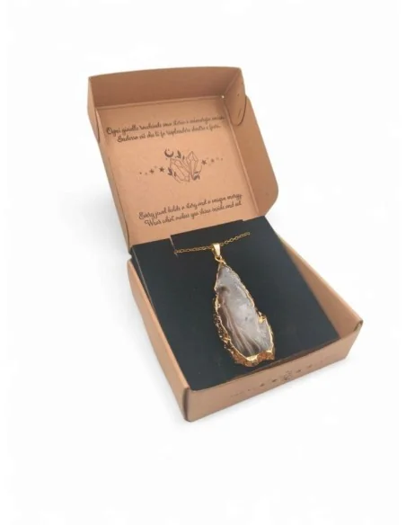 Collana con Agata Grezza – Gioiello Naturale Fatto a Mano con Scatola