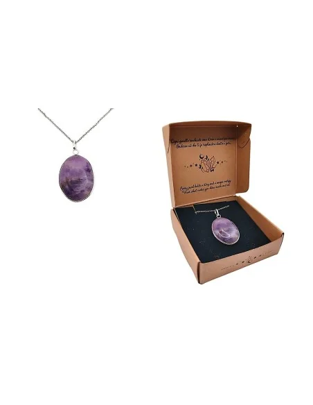 Collana con Ametista Viola Chiaro Ovale – Gioiello Artigianale con Scatola