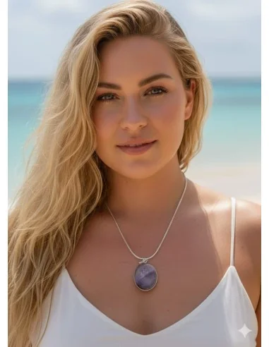 Collana con Ametista Viola Chiaro Ovale –...