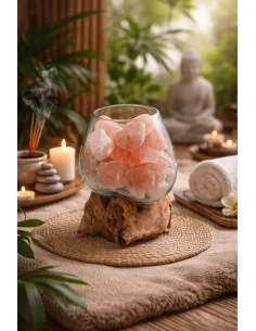 Lampada di Sale Rosa Himalayano in Vetro Soffiato su...