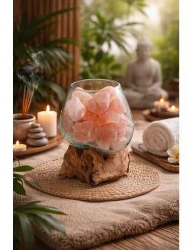 Lampada di Sale Rosa Himalayano in Vetro...