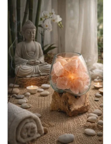 Lampada di Sale Rosa Himalayano in Vetro...