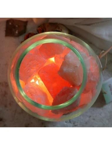 Lampada di Sale Rosa Himalayano in Vetro...