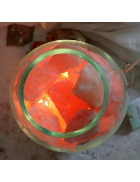 Lampada di Sale Rosa Himalayano in Vetro Soffiato su Radice – UNICA© Voganto | Design Naturale 11938