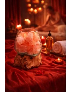 Lampada di Sale Rosa Himalayano in Vetro Soffiato su...