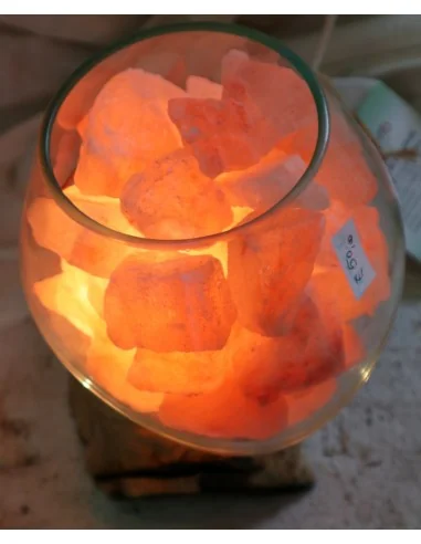 Lampada di Sale Rosa Himalayano in Vetro...