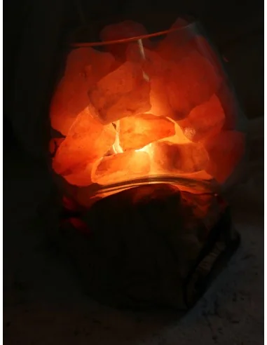 Lampada di Sale Rosa Himalayano in Vetro...