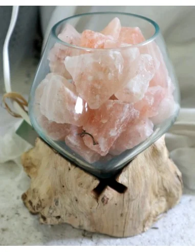 Lampada di Sale Rosa Himalayano in Vetro...