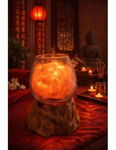 Lampada di Sale Rosa Himalayano in Vetro...