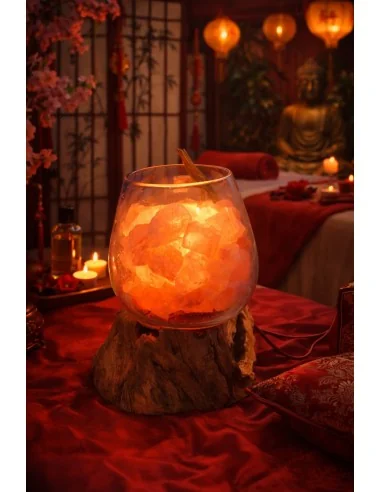 Lampada di Sale Rosa Himalayano in Vetro...