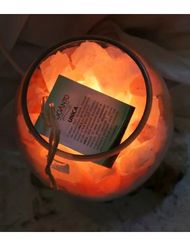 Lampada di Sale Rosa Himalayano in Vetro...