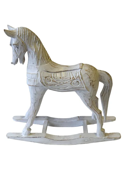 Cavallino a Dondolo in Legno di Albesia 30x12x45cm – Scultura Artigianale Indonesiana per Cameretta