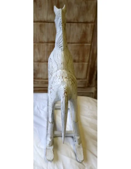 Cavallino a Dondolo in Legno di Albesia 30x12x45cm – Scultura Artigianale Indonesiana per Cameretta