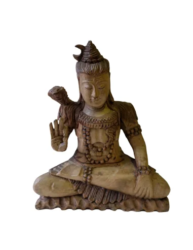 🕉️ Scultura di Shiva in Legno di Suar / Noce...
