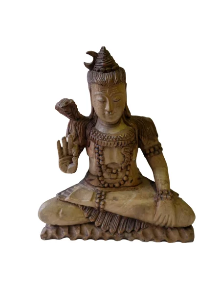 🕉️ Scultura di Shiva in Legno di Suar / Noce Indiano – Artigianato Indonesiano
