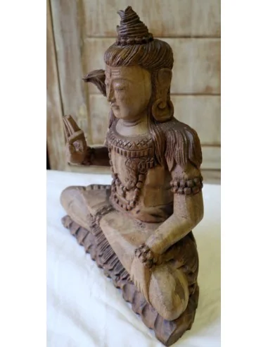 🕉️ Scultura di Shiva in Legno di Suar / Noce...