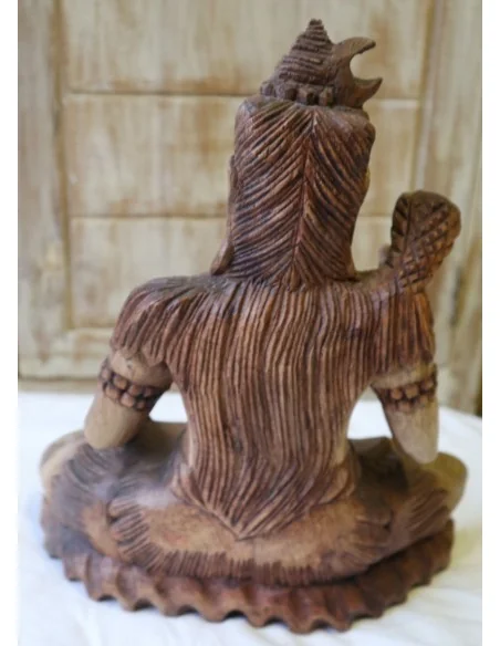 🕉️ Scultura di Shiva in Legno di Suar / Noce Indiano – Artigianato Indonesiano